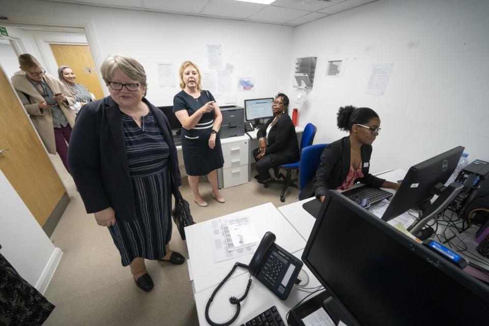 Health and Social Care Secretary Therese Coffey (left) during her visit to The Marven Surgery in London (Kirsty O’Connor/PA) (PA Wire)