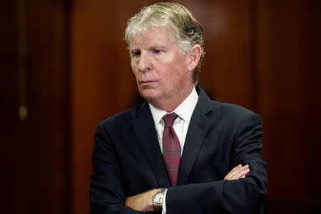 FILE PHOTO: Manhattan District Attorney Cyrus R. Vance Jr. attends a news conference about dismissing some 3,000 marijunana smoking and possession cases in New York City, U.S., September 12, 2018. REUTERS/Jeenah Moon/File Photo