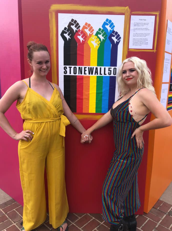 The author, left, at Pride Denver with friend Shanna Merceron in 2019. (Photo: Courtesy of Eve Ettinger)