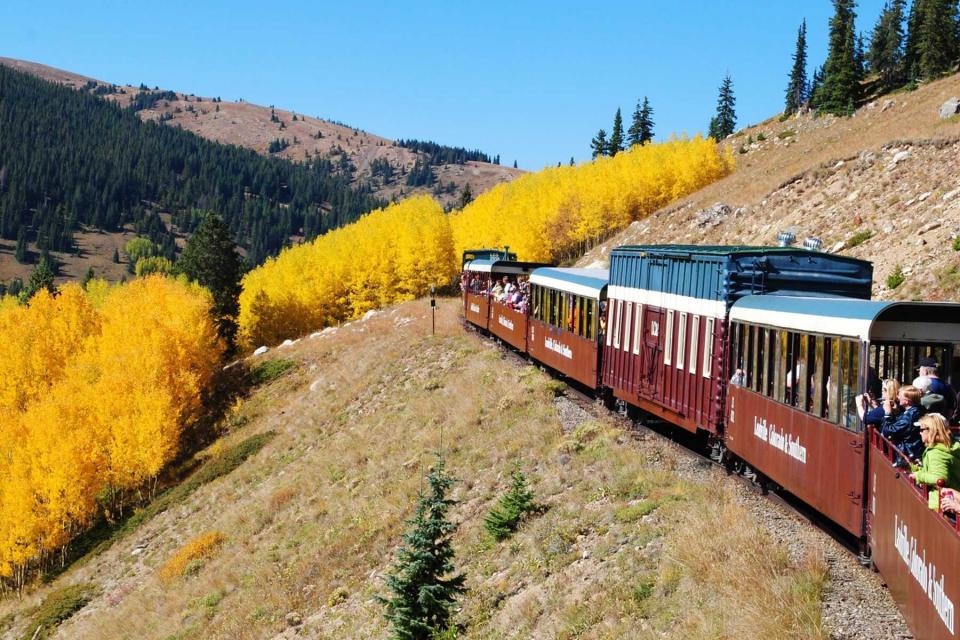 Leadville Railroad in the fall in Colorado