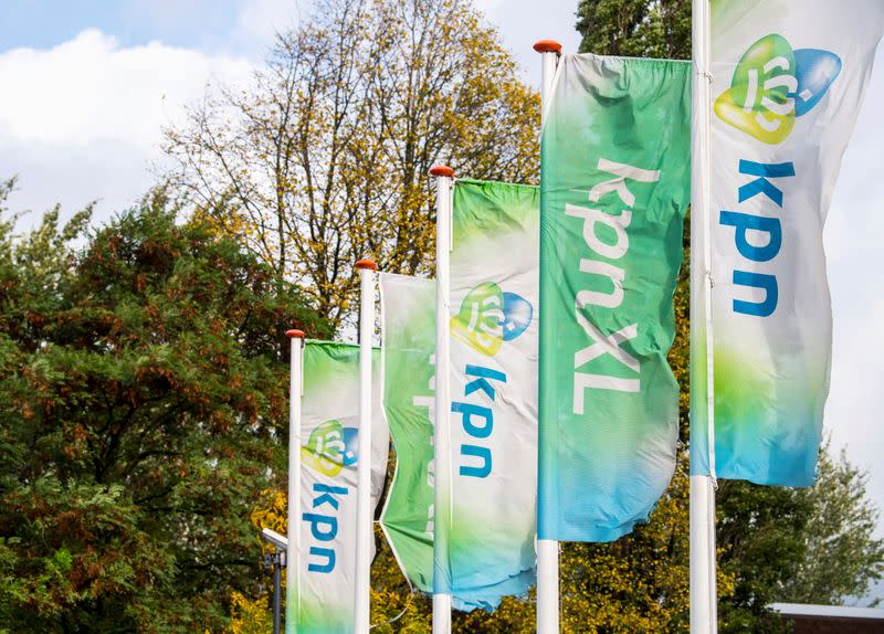 FILE PHOTO: KPN flags at a KPN department in Den Bosch