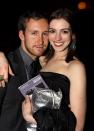 <p>The couple were <a href="https://www.bustle.com/articles/126326-how-did-anne-hathaway-and-adam-shulman-first-meet-their-story-is-pretty-close-to-love" rel="nofollow noopener" target="_blank" data-ylk="slk:introduced;elm:context_link;itc:0" class="link ">introduced</a> by a mutual friend at the Palm Springs Film Festival in 2008. The two have been married since 2012 and have a son together, so I guess you could say things worked out nicely. Though Hathaway has said she only married Shulman because she '<a href="https://people.com/movies/anne-hathaway-jokes-that-she-only-married-adam-shulman-because-she-couldnt-get-emily-blunt/" rel="nofollow noopener" target="_blank" data-ylk="slk:couldn't get Emily;elm:context_link;itc:0" class="link ">couldn't get Emily</a> [Blunt].'</p>