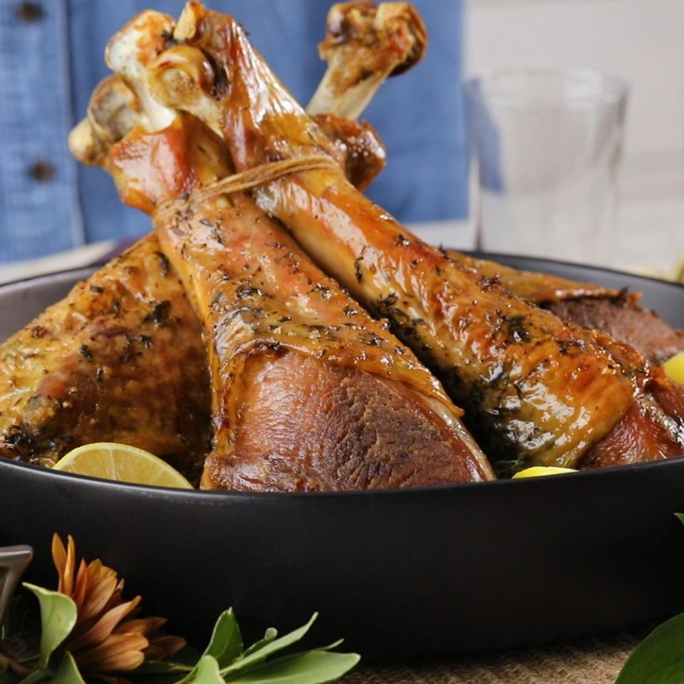 Lemon-Thyme Roasted Turkey Legs with Almond Butter Gravy