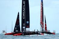 Sailing - America's Cup finals - Hamilton, Bermuda - June 24, 2017 - Oracle Team USA leads Emirates Team New Zealand in race six of America's Cup finals. REUTERS/Mike Segar