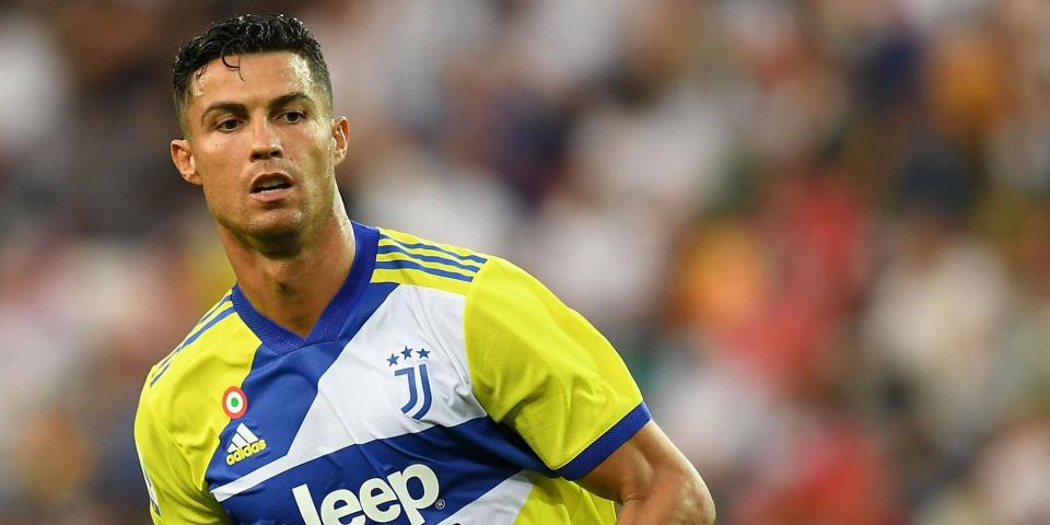Cristiano Ronaldo of Juventus looks on during the Serie A match between Udinese Calcio v Juventus at Dacia Arena