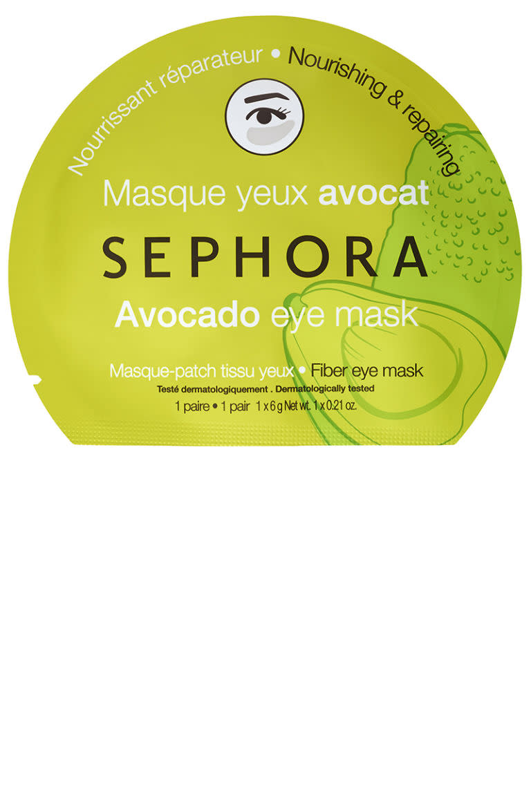 <p>We don't recommend making your own avocado face mask on an airplane or train ride (road trips, though, are fair game). Instead, pop these avocado masks on for moisturized skin without the mess.</p><p>Sephora Collection Avocado Eye Mask, $5, <a rel="nofollow noopener" href="http://www.sephora.com/eye-mask-P407004?skuId=1765098&icid2=products%20grid:p407004" target="_blank" data-ylk="slk:sephora.com;elm:context_link;itc:0;sec:content-canvas" class="link ">sephora.com</a></p>