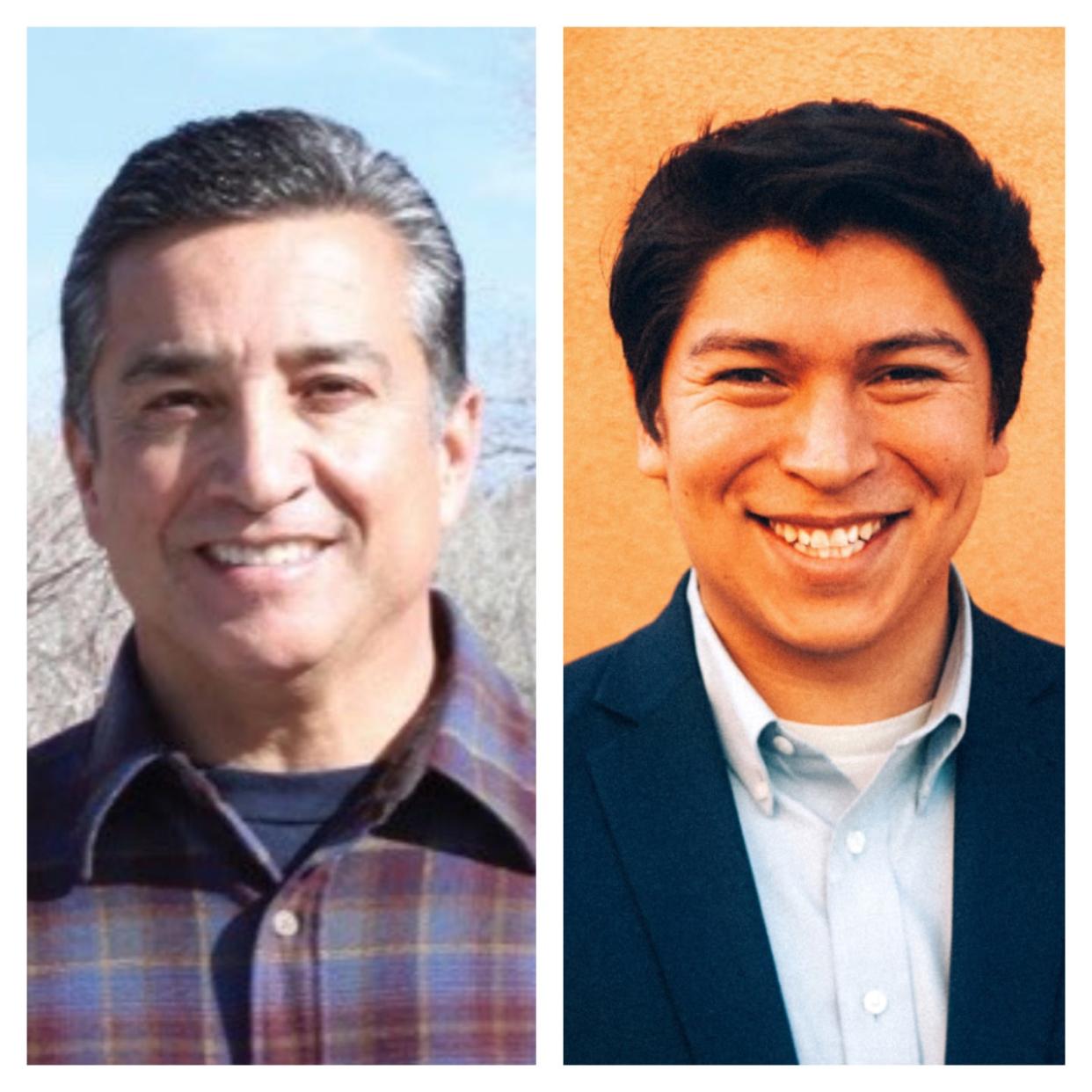 New Mexico Democratic primary candidates Joseph Maestas, left, and  Zack Quintero, right, are running for the nomination for office of State Auditor on June 7, 2022.