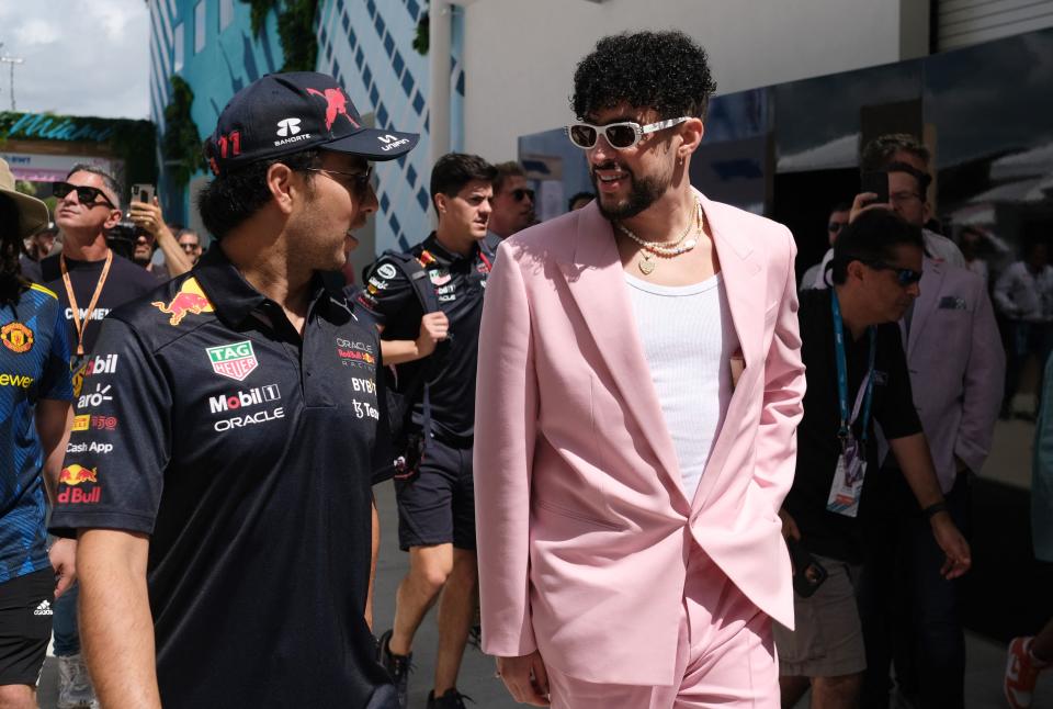 Red Bull's Sergio Perez with Bad Bunny (REUTERS)