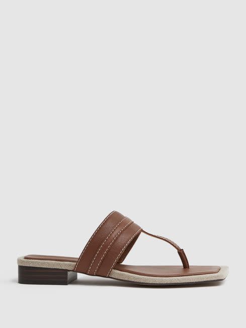 Quinn Leather Strap Thong Sandals