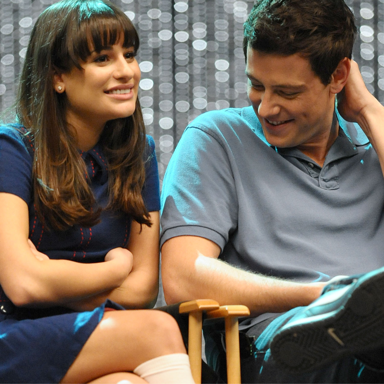  Actress Lea Michele and actor Cory Monteith attend the 'GLEE' 300th musical performance special taping at Paramount Studios on October 26, 2011 in Hollywood, California. 