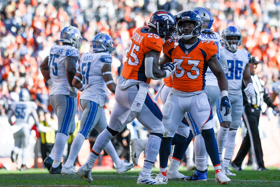 The Denver Broncos running back situation would clear up quickly if Melvin Gordon isn't brought back in NFL free agency, leaving Javonte Williams as the clear No. 1. (Photo by Dustin Bradford/Icon Sportswire via Getty Images)