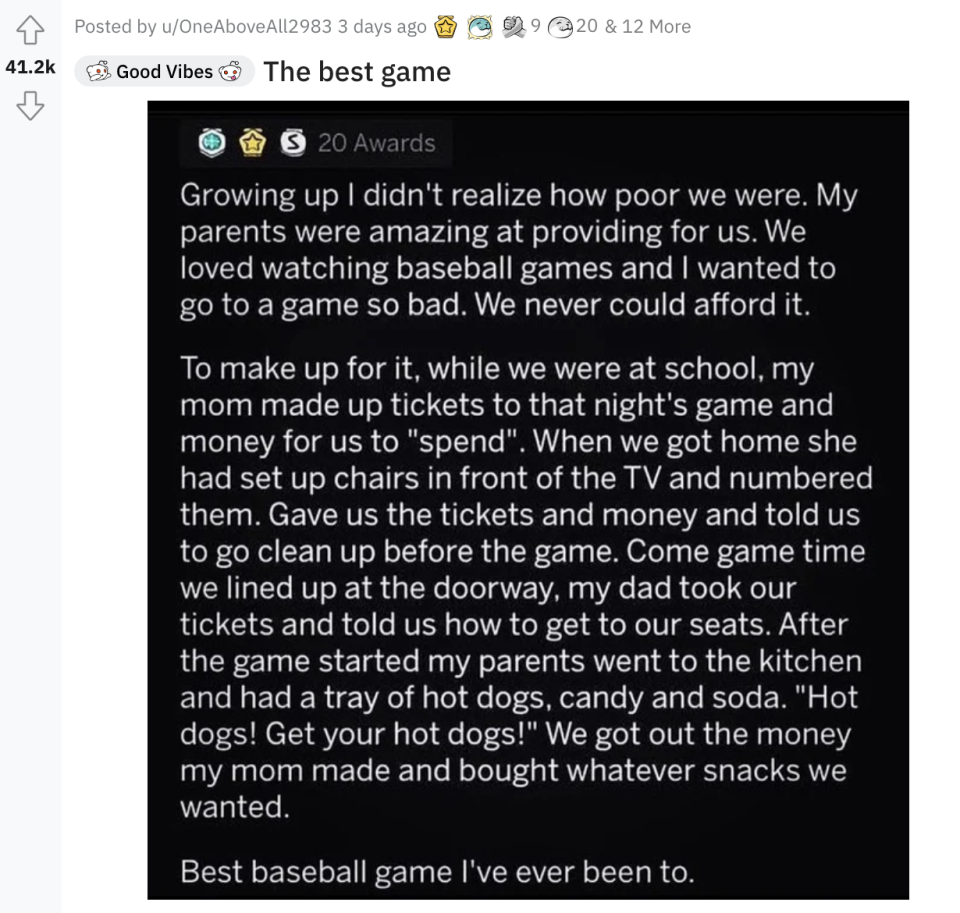 Screen shot of a Reddit post