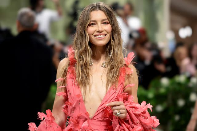 <p>Dimitrios Kambouris/Getty</p> Jessica Biel at the Met Gala on May 6, 2024