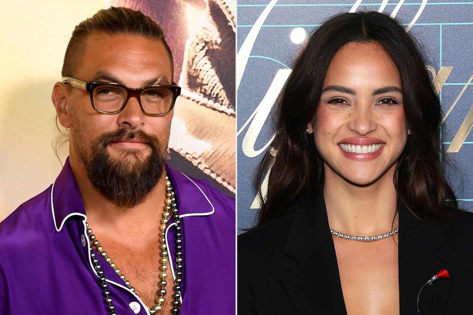 <p>Jon Kopaloff/Getty; Dimitrios Kambouris/Getty</p> (L-R) Jason Momoa and Adria Arjona 