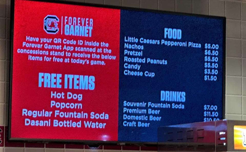 For almost every basketball game in December, South Carolina has offered free concession items.