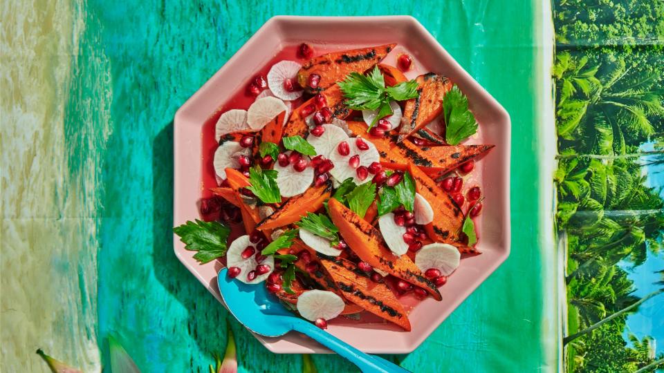 Blackened Carrots With Daikon and Pomegranates