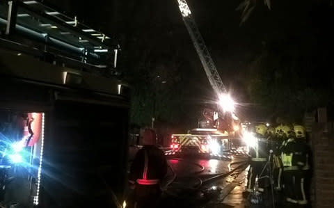 Firefighters tackle the blaze in Hampstead - Credit: London Fire Brigade/Twitter