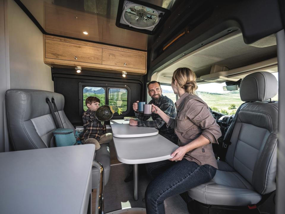 People inside Airstream's new Rangeline Touring Coach