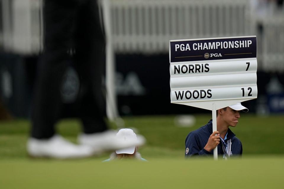 Tiger Woods struggled to a third round of 79 in the US PGA Championship (Eric Gay/AP) (AP)