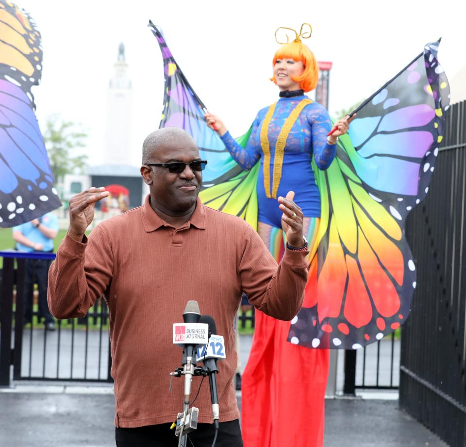 Deputy Westchester County Executive Ken Jenkins is pictured as Playland celebrates its 95th Opening Day at the park in Rye, May 20, 2023. As one of the nation's most iconic amusement parks since opening in 1928 with over 40 rides and attractions, Playland is a summer tradition for the entire New York City metro area. 