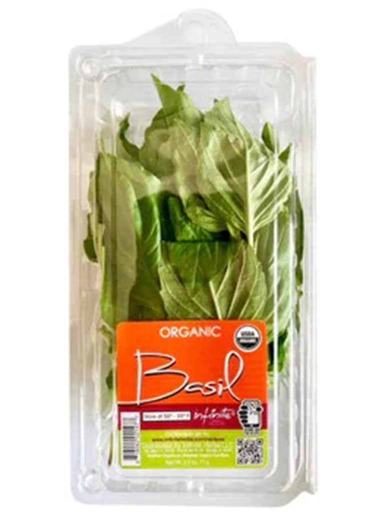 The basil is sold in a 2.5-ounce plastic container and has been pulled from the shelves. Trader Joe's