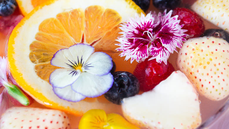 Close up on garnishes in water