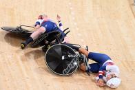 <p>After Germany stole Team GB’s team pursuit cycling world record, Laura Kenny, Elinor Barker, Katie Archibald and Neah Evans were so determined to reacquire the title on Tuesday that Katie and Neah wound up crashing into each other. Thankfully, they walked away unscathed, and did manage to slash three seconds off the world record time, but this lasted only a matter of minutes as Germany beat it by over half a second in the final heat against Italy.</p>