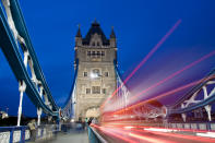 <b>Tower Bridge</b><br>Cars streak across Tower Bridge in London.<br> Photograph by <a href="http://ngm.nationalgeographic.com/myshot/gallery/330414" rel="nofollow noopener" target="_blank" data-ylk="slk:Jason Rodman;elm:context_link;itc:0;sec:content-canvas" class="link ">Jason Rodman</a>, <a href="http://ngm.nationalgeographic.com/myshot/" rel="nofollow noopener" target="_blank" data-ylk="slk:My Shot;elm:context_link;itc:0;sec:content-canvas" class="link ">My Shot</a>