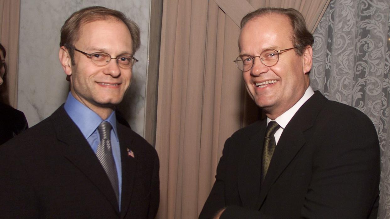 David Hyde Pierce and Kelsey Grammer at the American Jewish Committee's gala honoring NBC's Scott Sassa with the Dorothy and Sherrill C.