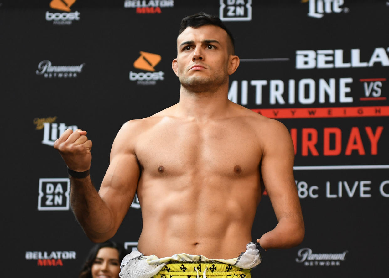 STAMFORD, CT - AUGUST 23: Nick Newell poses for photos at the weigh-in. Nick Newell will be challenging Corey Browning in a lightweight bout  during the weigh-in on August 23, 2019, at the Webster Bank Arena in Bridgeport, Connecticut.