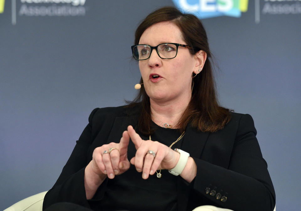 LAS VEGAS, NEVADA - JANUARY 07:  Federal Trade Commissioner Rebecca Slaughter participates in a privacy roundtable at CES 2020 at the Las Vegas Convention Center on January 7, 2020 in Las Vegas, Nevada. CES, the world's largest annual consumer technology trade show, runs through January 10 and features about 4,500 exhibitors showing off their latest products and services to more than 170,000 attendees. (Photo by David Becker/Getty Images)