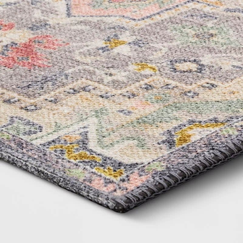 Close-up of the patterned area rug
