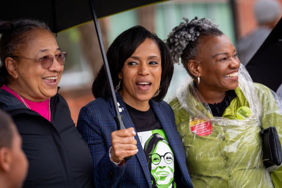 Prince George’s County Executive Angela Alsobrooks meets voters on election day 2024 (Getty Images)