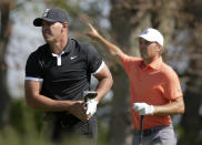 Brooks Koepka watches his drive off the seventh tee during the third round of the PGA Championship golf tournament, Saturday, May 18, 2019, at Bethpage Black in Farmingdale, N.Y. (AP Photo/Seth Wenig)