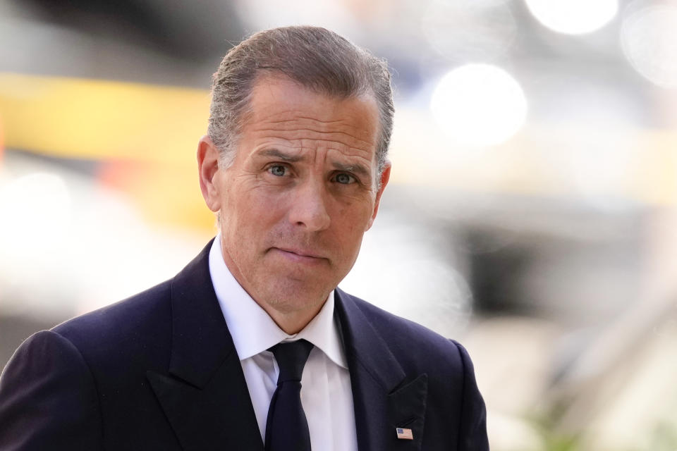 Hunter Biden arrives to federal court, Friday, June 7, 2024, in Wilmington, Del. (AP Photo/Matt Slocum)