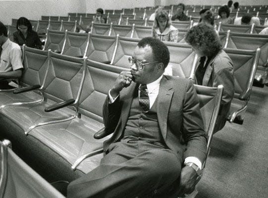 Robbie Robinson waits for returns at the courthouse in this May 21, 1986 photo. City Alderman Robinson was killed by a mail bomb in 1989. (Paul Suszynski/Savannah Morning News)