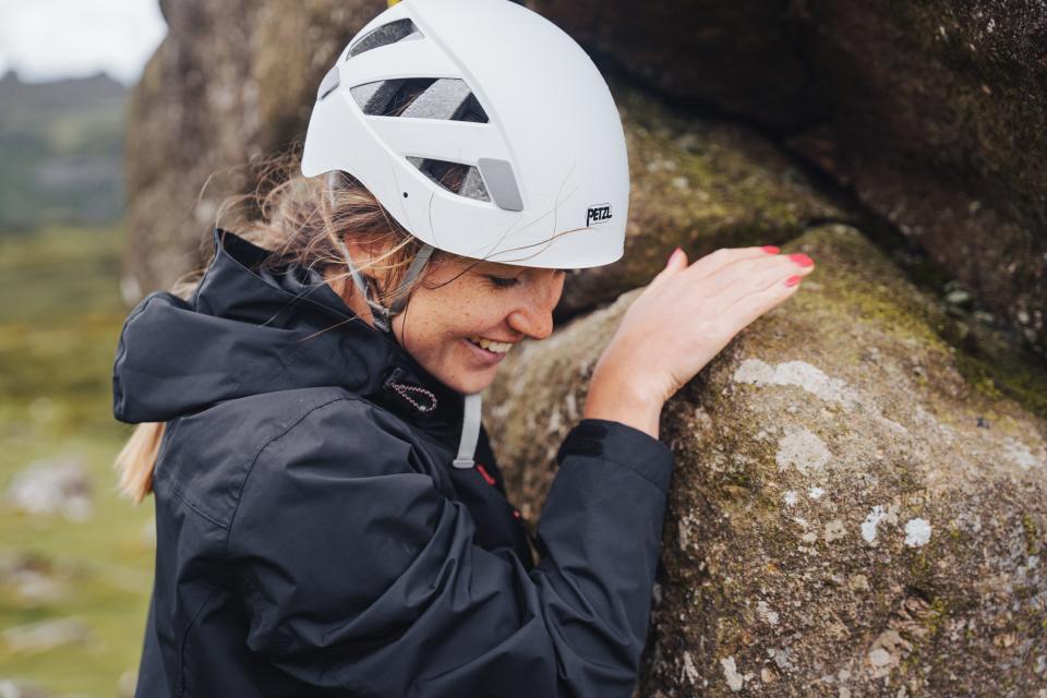 Rachel Hosie climbing on Dartmoor