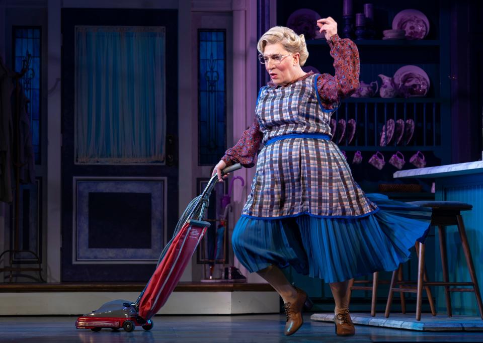 Rob McClure (Daniel Hillard as Euphegenia Doubtfire) in "Mrs. Doubtfire" on Broadway.