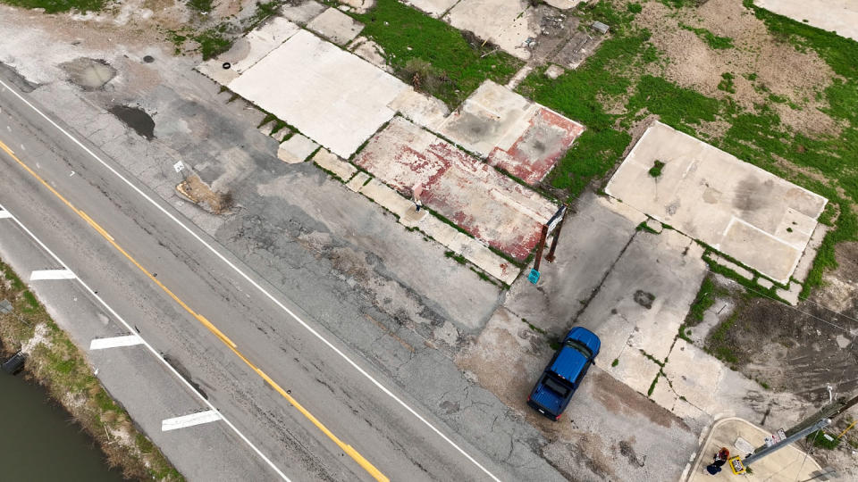 Overhead view of concrete slabs in Cameron, Louisiana (Michael Gemelli / NBC News)