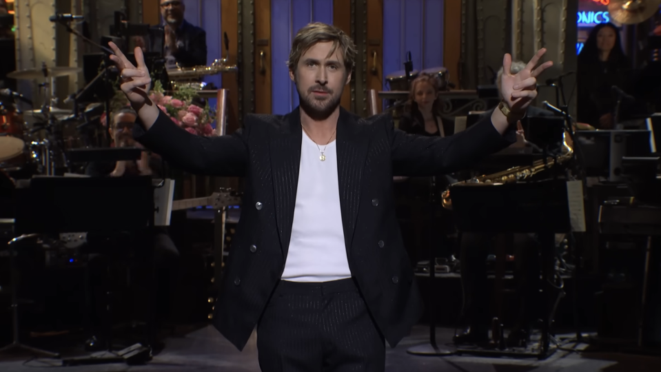 Ryan Gosling on "SNL" with his arms outstretched