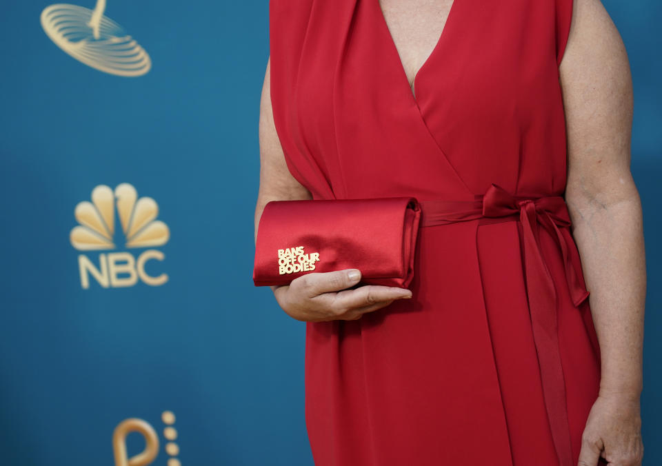 J. Smith-Cameron arrives at the 74th Primetime Emmy Awards on Monday, Sept. 12, 2022, at the Microsoft Theater in Los Angeles. (AP Photo/Jae C. Hong)