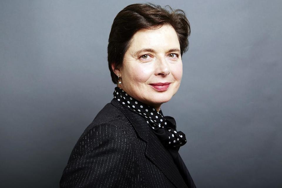 This Dec. 5, 2013 photo shows Italian actress Isabella Rossellini posing for a portrait in New York. Rossellini, 61, has transformed her 40-odd "Green Porno" short films into an hour-long stage show. (Photo by Dan Hallman/Invision/AP)