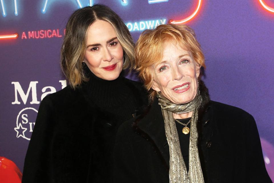 Sarah Paulson and Holland Taylor pose at the opening night for Stephen Sondheim's "Company" on Broadway at The Bernard B. Jacobs Theatre on December 9, 2021 in New York City.