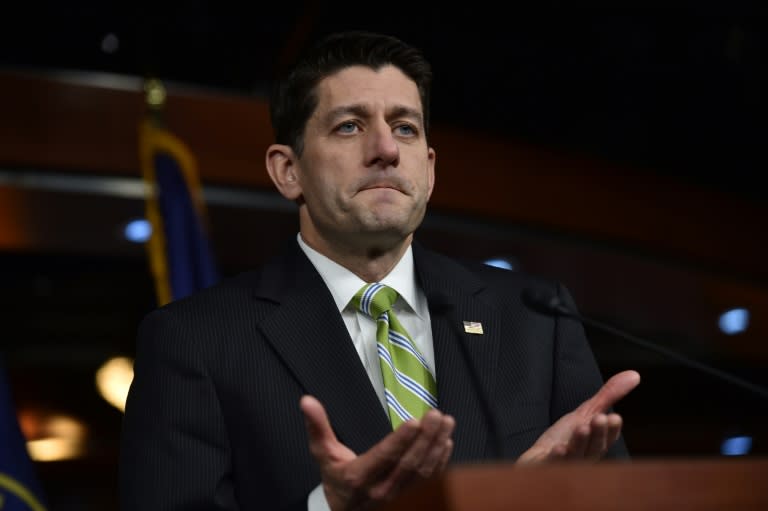 US Speaker of the House Paul Ryan talks to reporters on March 24, 2017, during a press conference on Capitol Hill in Washington, DC, about the American Health Care Act