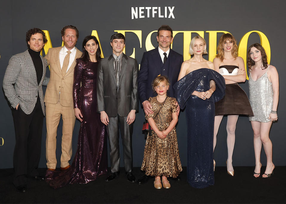 Matt Bomer, Brian Klugman, Sarah Silverman, Gideon Glick, Bradley Cooper, Lea De Seine Shayk Cooper, Carey Mulligan, Maya Hawke, and Alexa Swinton attend Netflix's Maestro LA special screening at Academy Museum of Motion Pictures on December 12, 2023 in Los Angeles, California.