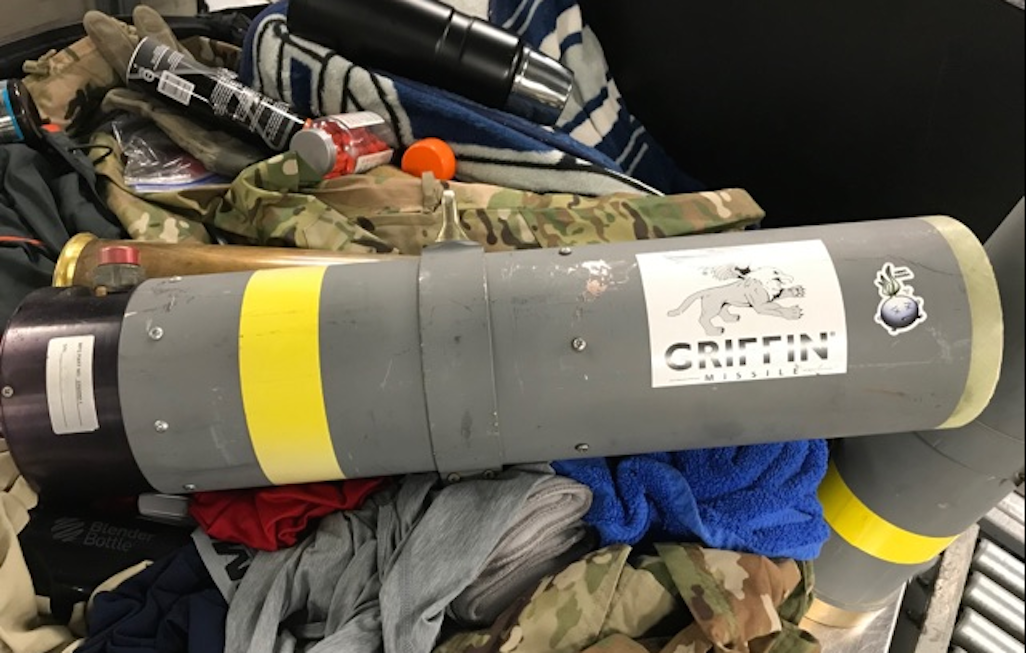 The missile launcher was in a traveller's checked luggage (Picture: TSA/Twitter)