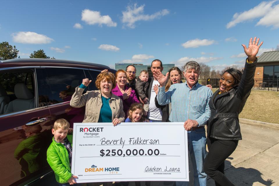 HGTV host Tiffany Brooks suprises Beverly Fulkerson of Osgood, IN. that she is the grand-prize winner of the HGTV Dream Home 2019 located in Whitefish, Montana.
