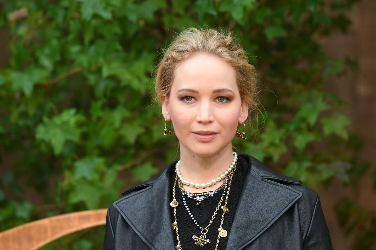 PARIS, FRANCE - SEPTEMBER 24: Jennifer Lawrence attends the Christian Dior Womenswear Spring/Summer 2020 show as part of Paris Fashion Week on September 24, 2019 in Paris, France. (Photo by Stephane Cardinale - Corbis/Corbis via Getty Images)