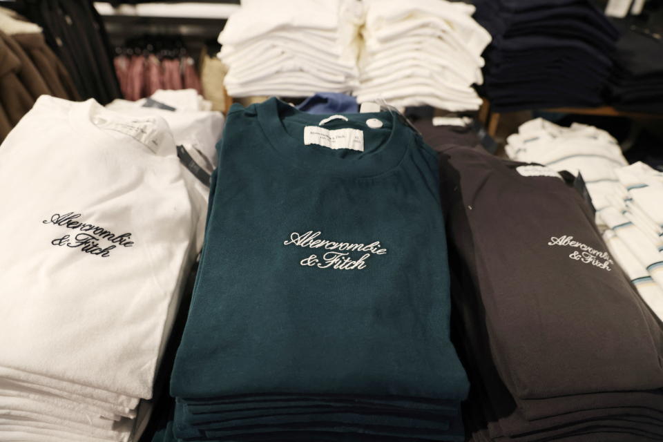 Abercrombie & Fitch products are seen at their store at the Woodbury Common Premium Outlets in Central Valley, New York, U.S., February 15, 2022. REUTERS/Andrew Kelly