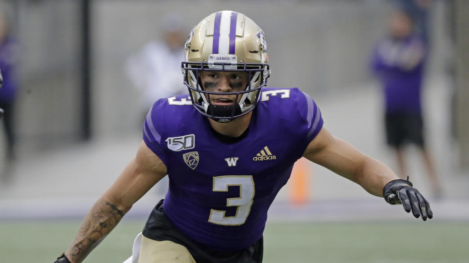 Washington DB Elijah Molden is the leader of a talented secondary. (AP Photo/Ted S. Warren)